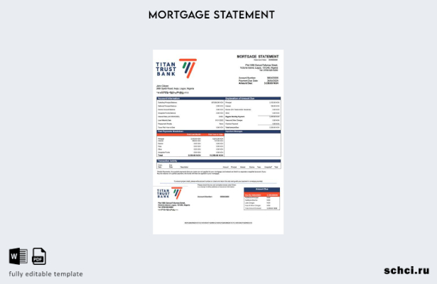 цифровая загрузка Нигерия Titan Trust Bank выписка по ипотеке Word и шаблон PDF